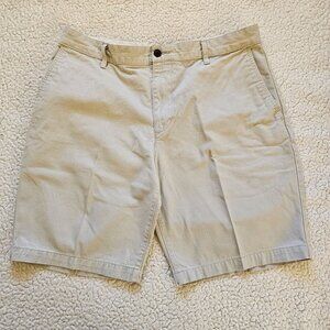 Dockers Mens Beige Flat-Front Chino Shorts Size 36 Cotton Casual Wear